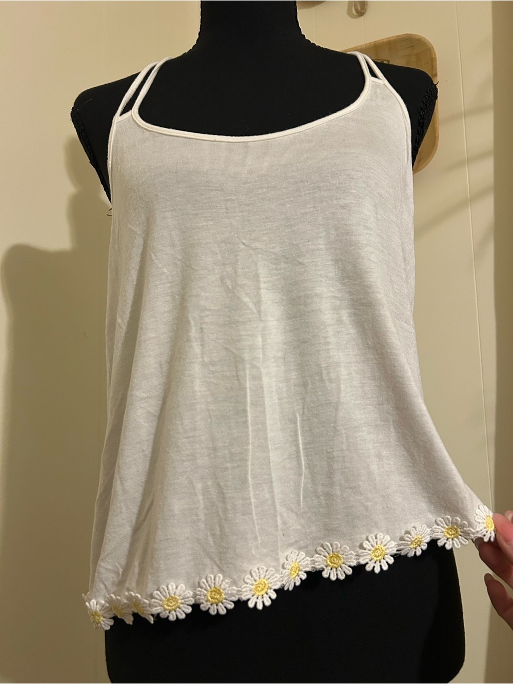 White Floral-Trim Tank Top - Women